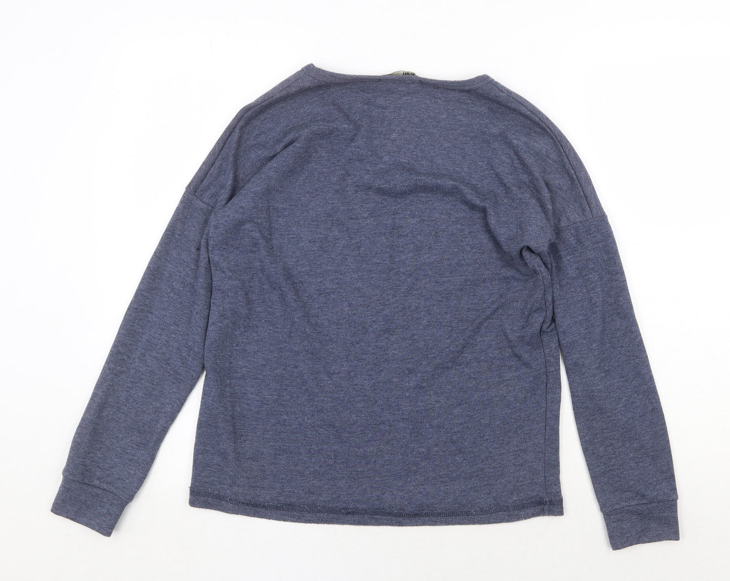 BIG STAR Womens Blue V-Neck Cotton Pullover Jumper Size S