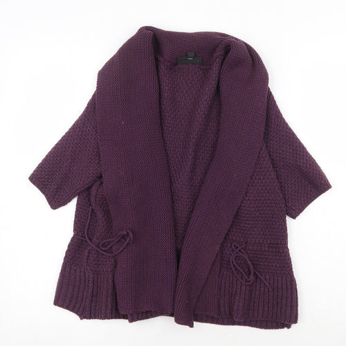 Warehouse Womens Purple V-Neck Acrylic Cardigan Jumper Size 14