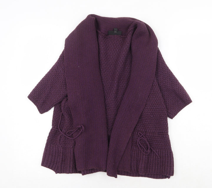 Warehouse Womens Purple V-Neck Acrylic Cardigan Jumper Size 14