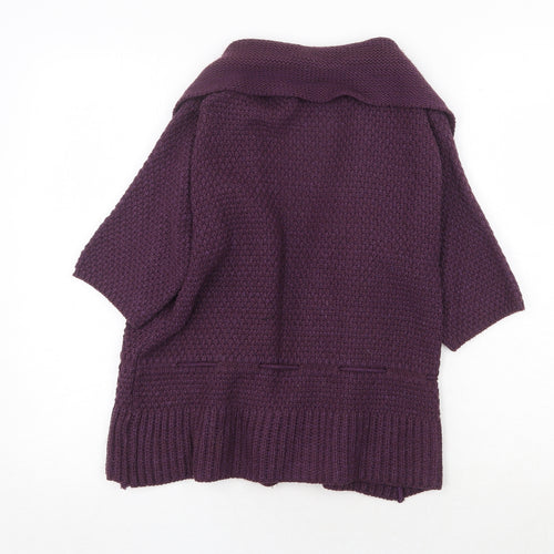 Warehouse Womens Purple V-Neck Acrylic Cardigan Jumper Size 14