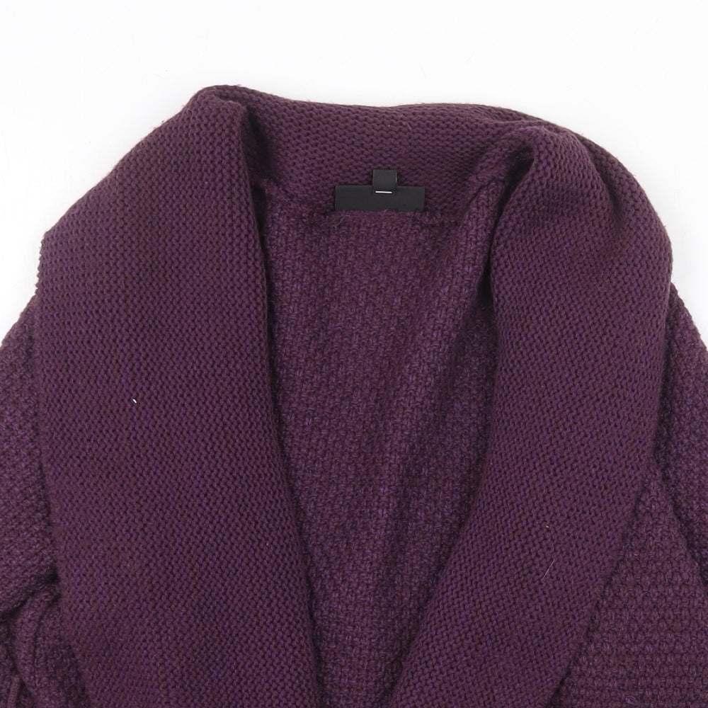 Warehouse Womens Purple V-Neck Acrylic Cardigan Jumper Size 14