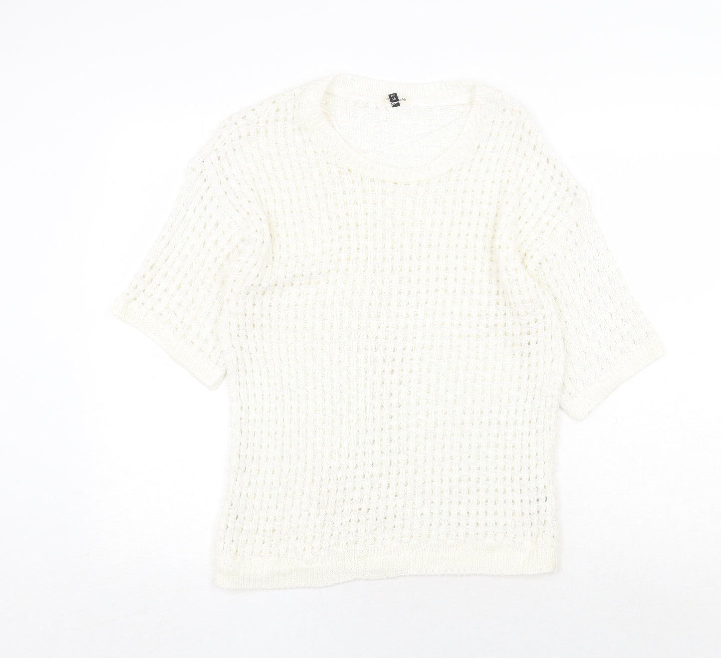 River Island Womens White Scoop Neck Acrylic Pullover Jumper Size 10