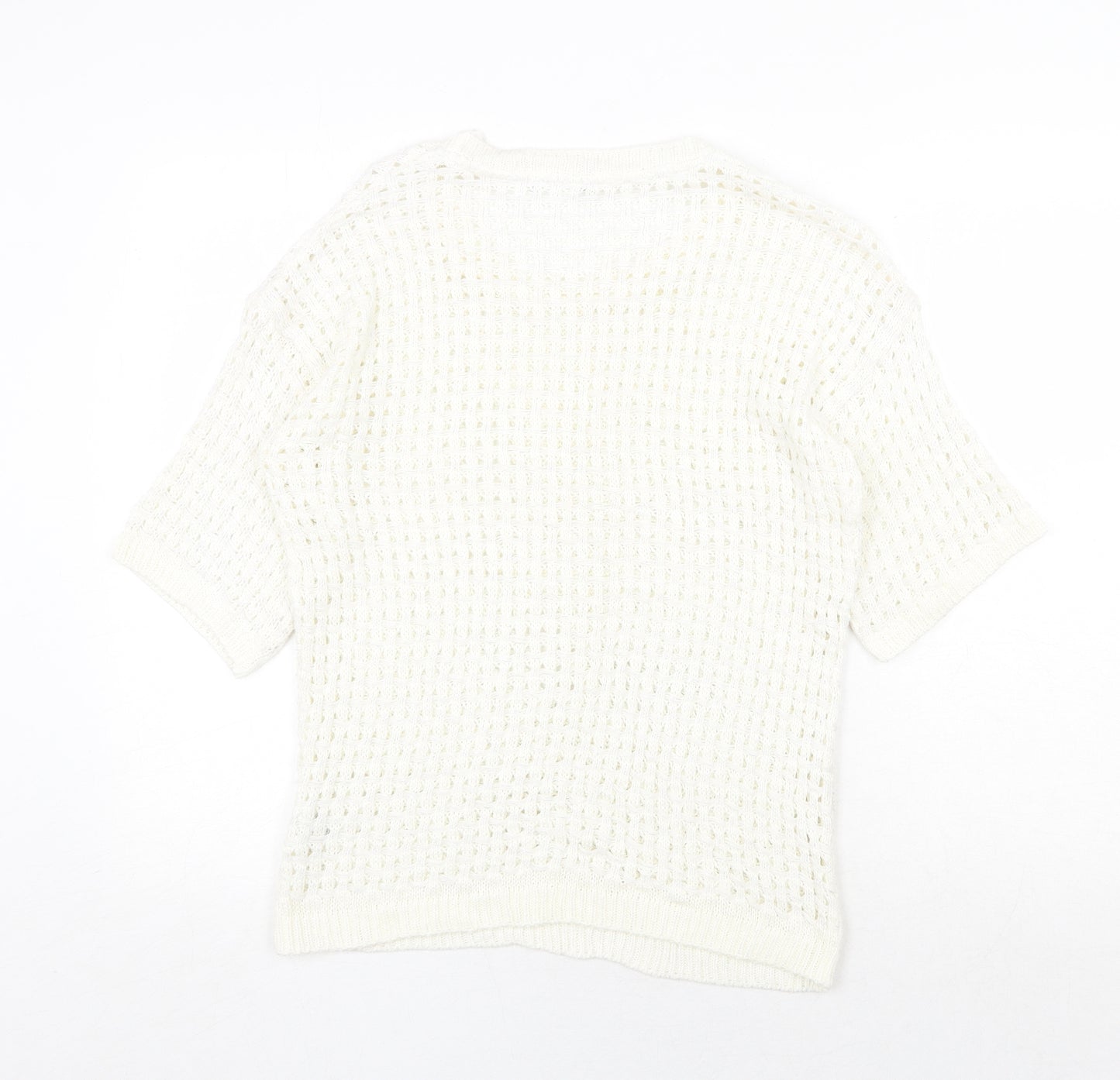 River Island Womens White Scoop Neck Acrylic Pullover Jumper Size 10
