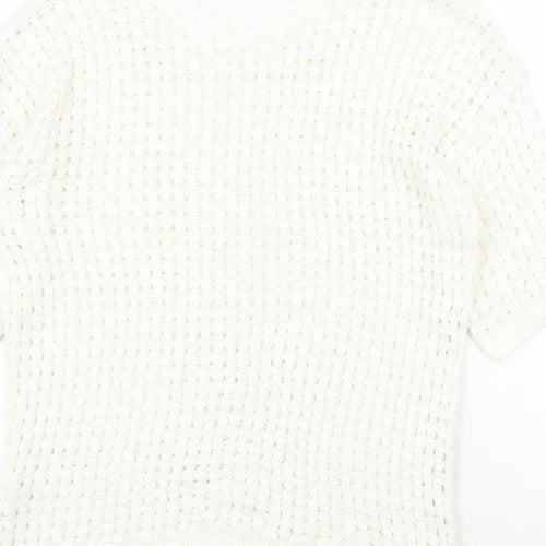 River Island Womens White Scoop Neck Acrylic Pullover Jumper Size 10