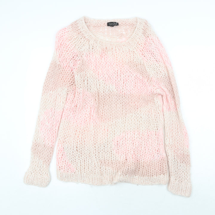Topshop Womens Pink Round Neck Acrylic Pullover Jumper Size 8