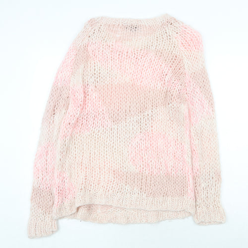 Topshop Womens Pink Round Neck Acrylic Pullover Jumper Size 8