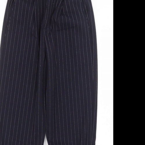 Bershka Womens Black Striped Polyester Carrot Trousers Size XS Regular