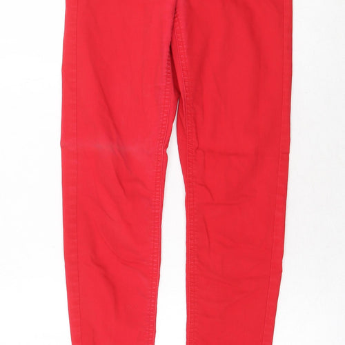 H&M Womens Red Cotton Skinny Jeans Size 28 in Regular Zip