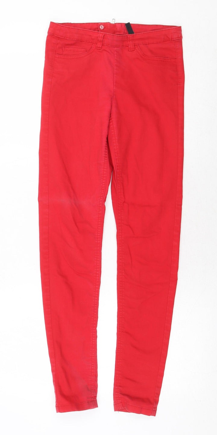 H&M Womens Red Cotton Skinny Jeans Size 28 in Regular Zip