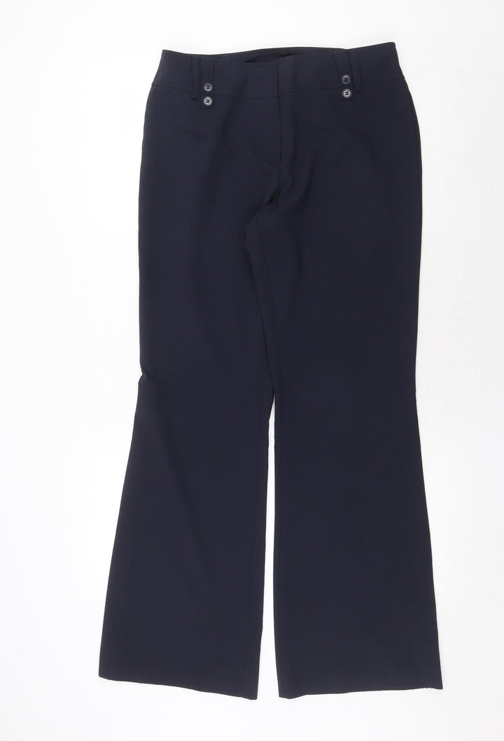 Dorothy Perkins Womens Blue Polyester Dress Pants Trousers Size 12 Regular Zip