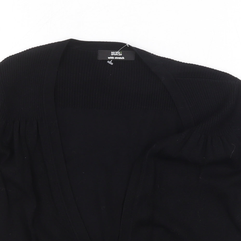 Marks and Spencer Womens Black V-Neck Viscose Cardigan Jumper Size 10