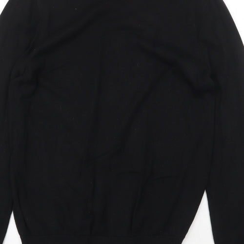 Topman Mens Black V-Neck Cotton Pullover Jumper Size M Long Sleeve