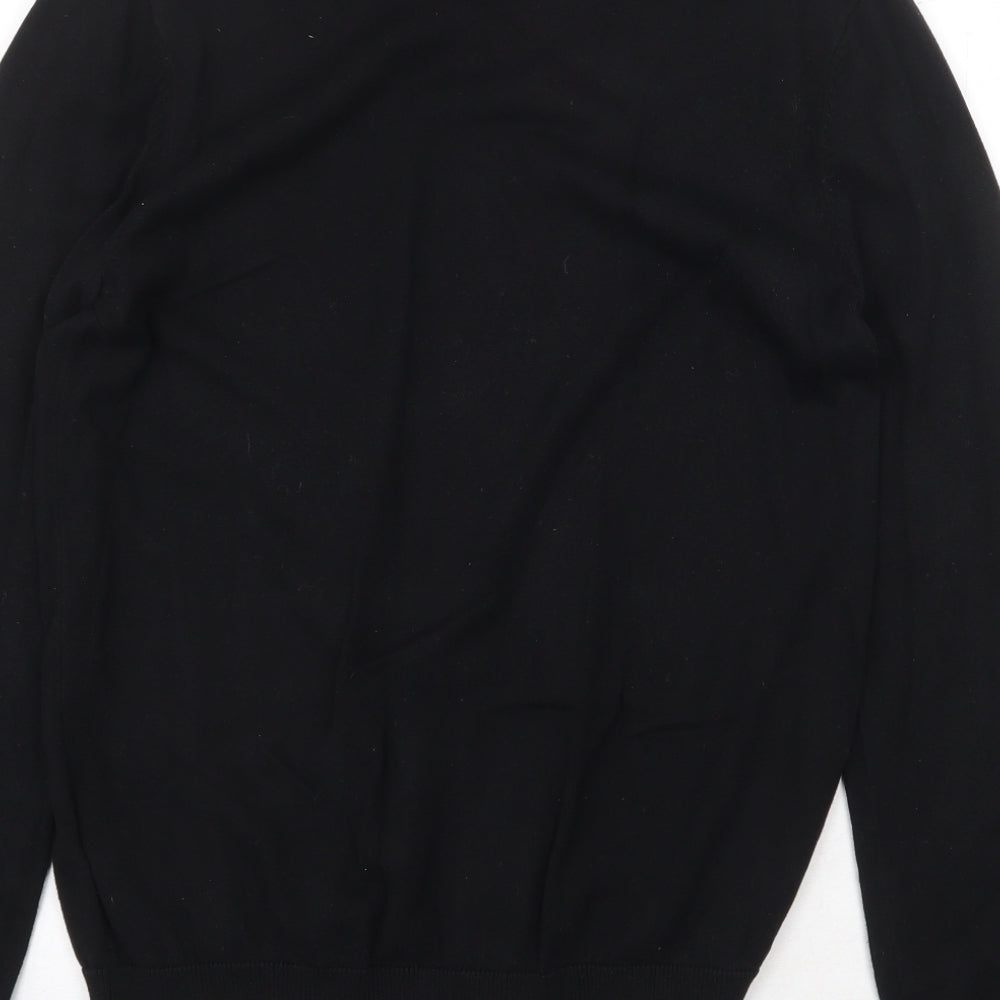 Topman Mens Black V-Neck Cotton Pullover Jumper Size M Long Sleeve