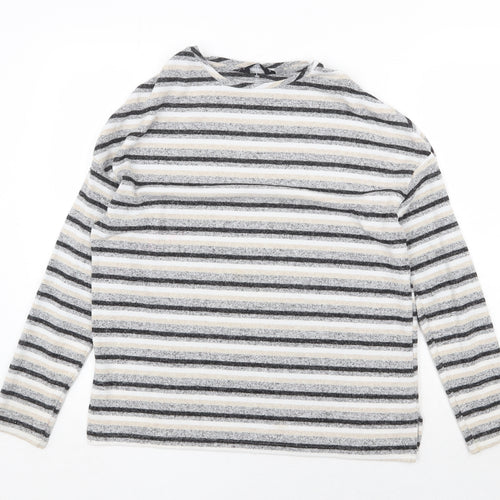 Dorothy Perkins Womens Grey Round Neck Striped Polyester Pullover Jumper Size 8
