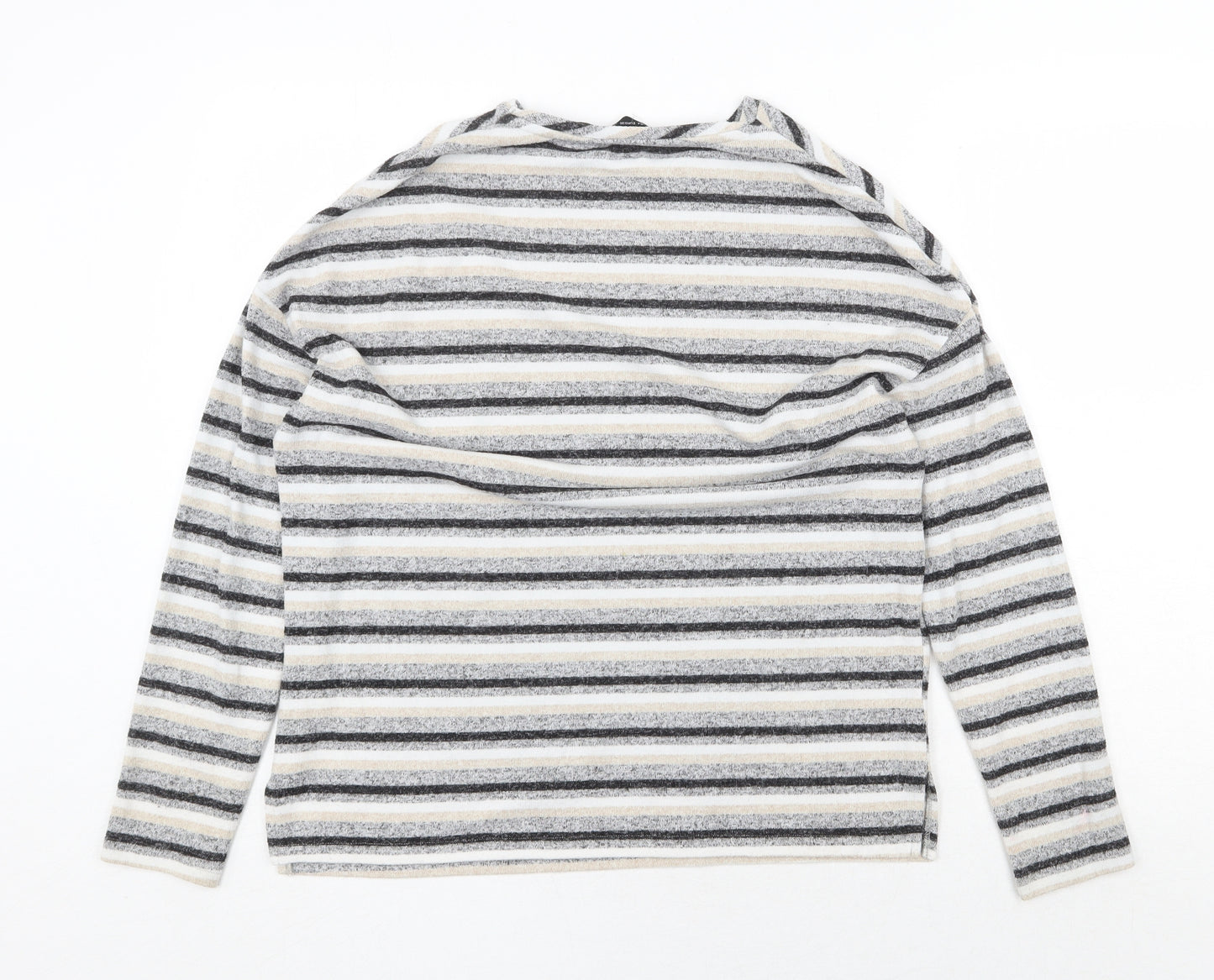 Dorothy Perkins Womens Grey Round Neck Striped Polyester Pullover Jumper Size 8