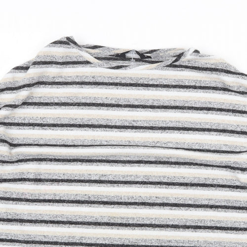 Dorothy Perkins Womens Grey Round Neck Striped Polyester Pullover Jumper Size 8