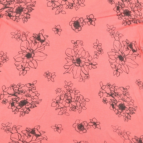 Marks and Spencer Womens Pink V-Neck Floral Acrylic Pullover Jumper Size M