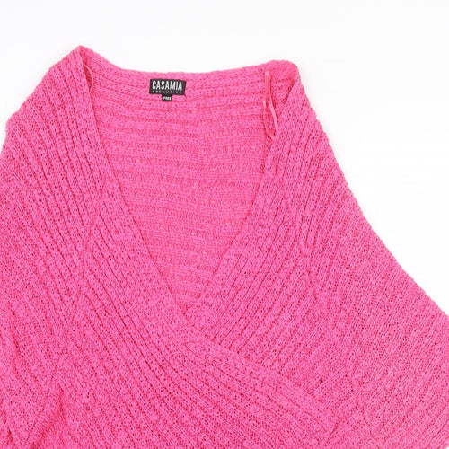 Casamia Womens Pink V-Neck Cotton Cardigan Jumper One Size