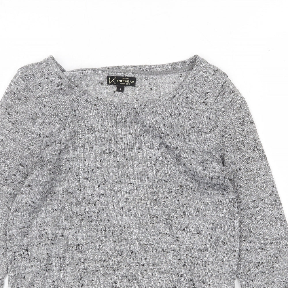 New Look Womens Grey Boat Neck Polyester Pullover Jumper Size 8