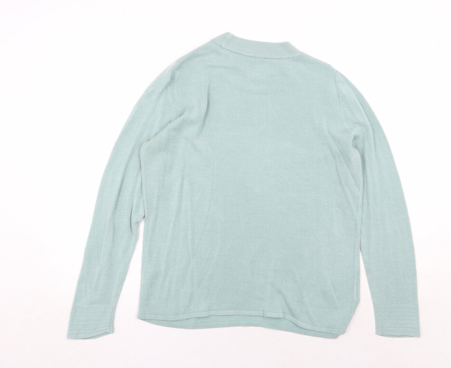 Bonmarché Womens Green Round Neck Acrylic Pullover Jumper Size 14
