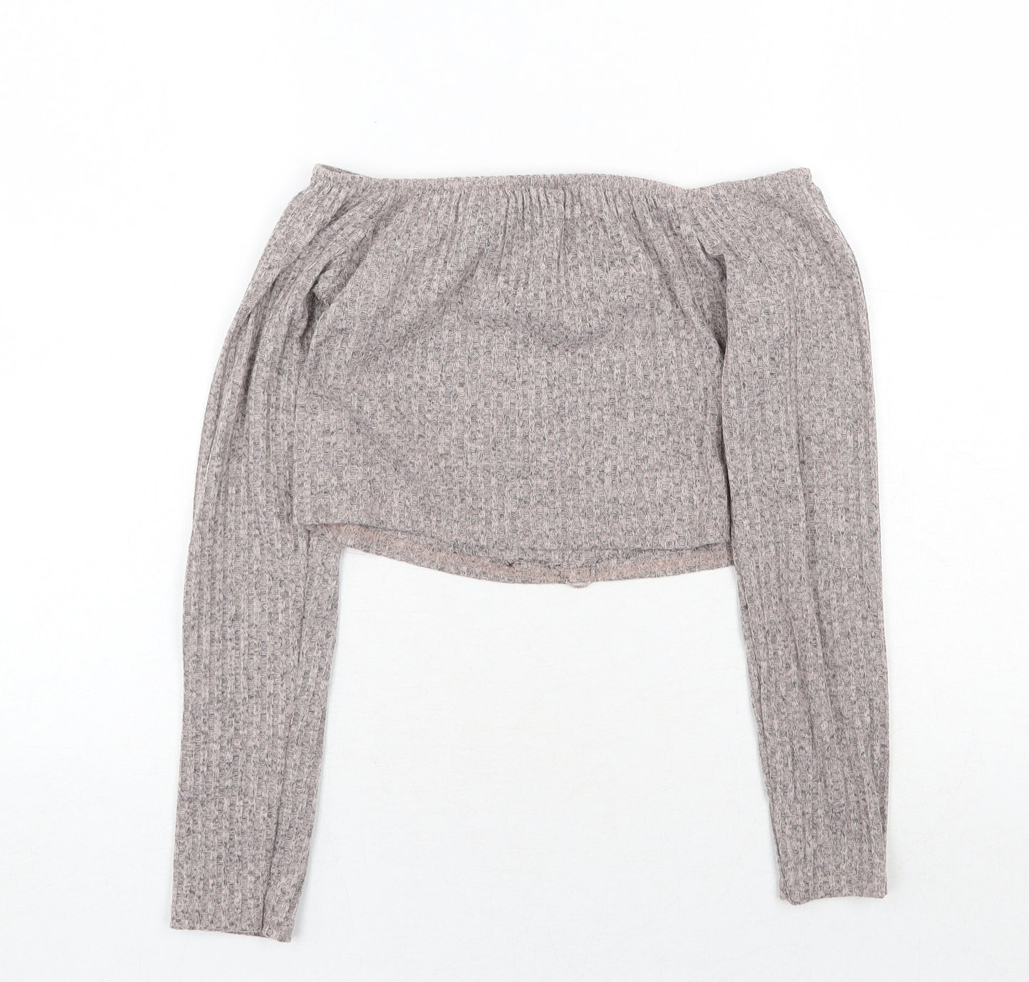 PRETTYLITTLETHING Womens Grey Boat Neck Polyester Pullover Jumper Size 10