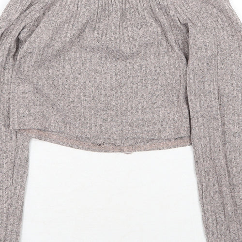 PRETTYLITTLETHING Womens Grey Boat Neck Polyester Pullover Jumper Size 10