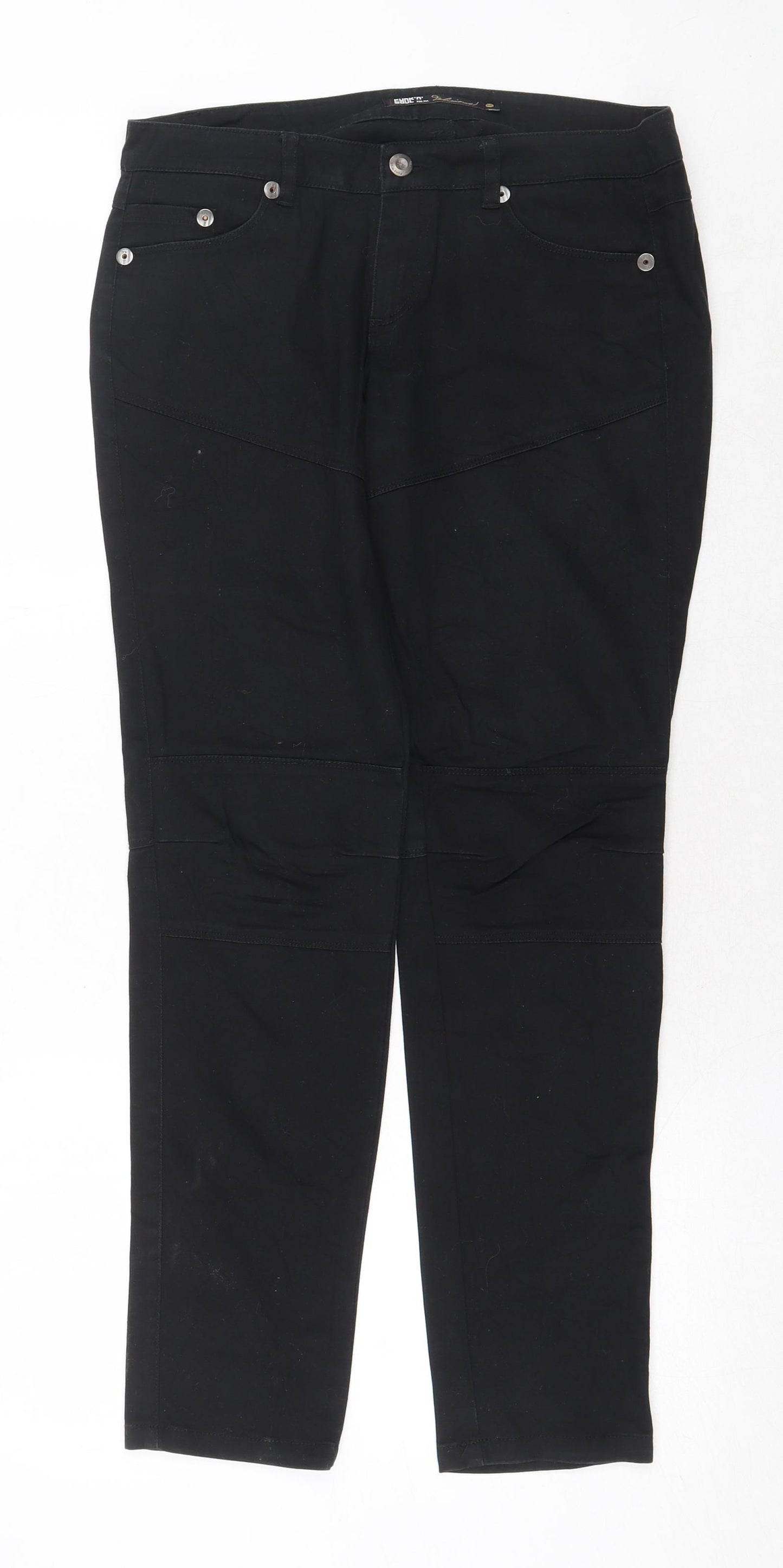 Funk'n Soul Womens Black Cotton Straight Jeans Size M Regular Zip