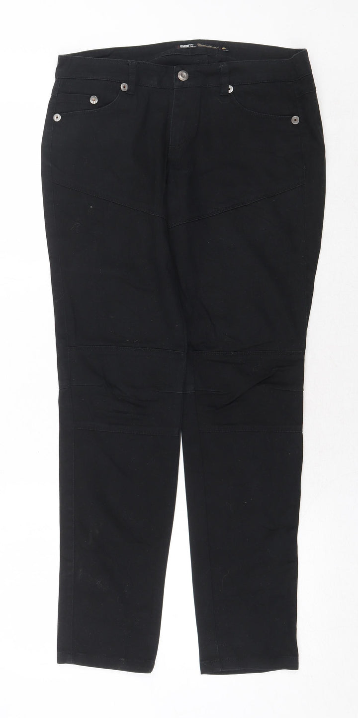 Funk'n Soul Womens Black Cotton Straight Jeans Size M Regular Zip