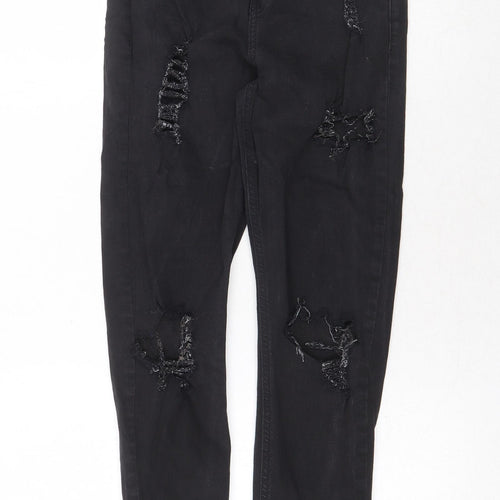 Topshop Womens Black Cotton Skinny Jeans Size 26 in Regular Zip