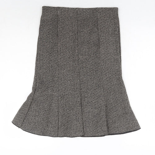 Logo Womens Grey Herringbone Acrylic Swing Skirt Size 10