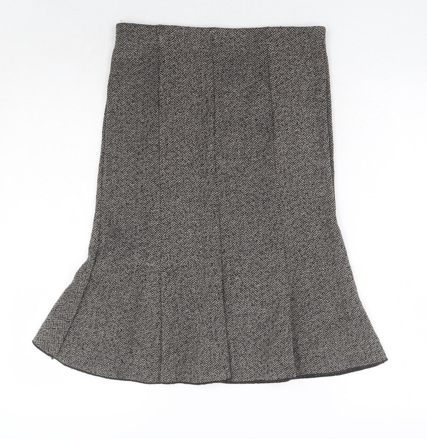 Logo Womens Grey Herringbone Acrylic Swing Skirt Size 10
