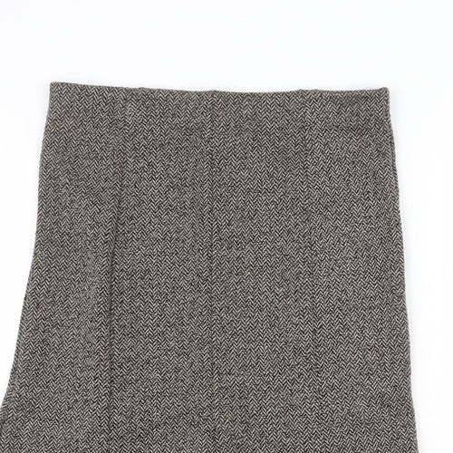 Logo Womens Grey Herringbone Acrylic Swing Skirt Size 10