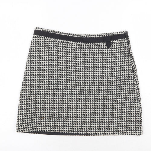 H&M Womens Grey Geometric Acrylic A-Line Skirt Size 8 Zip