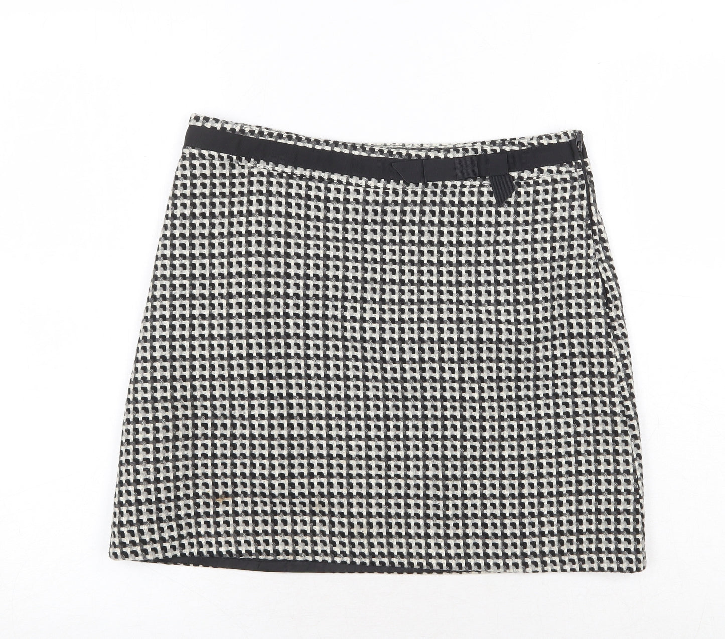 H&M Womens Grey Geometric Acrylic A-Line Skirt Size 8 Zip