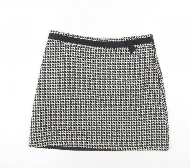H&M Womens Grey Geometric Acrylic A-Line Skirt Size 8 Zip