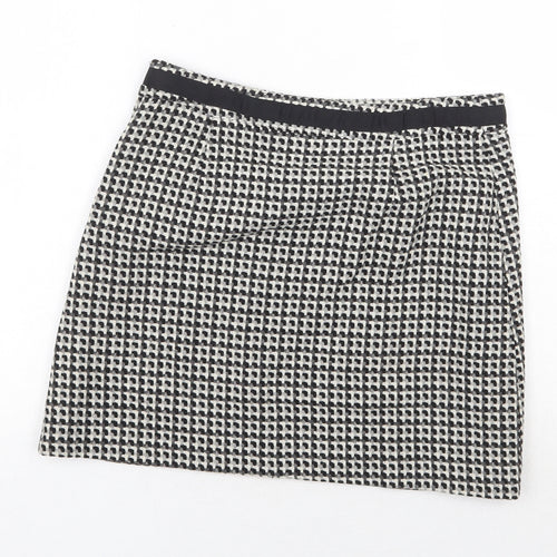 H&M Womens Grey Geometric Acrylic A-Line Skirt Size 8 Zip