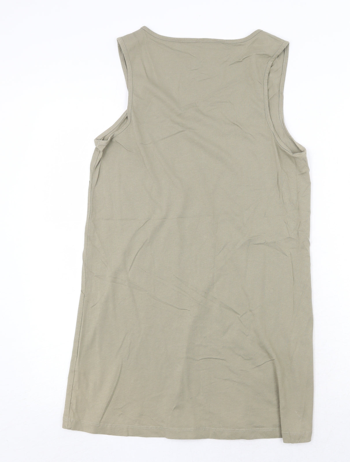 Marks and Spencer Womens Green 100% Cotton Basic Tank Size 12 Scoop Neck