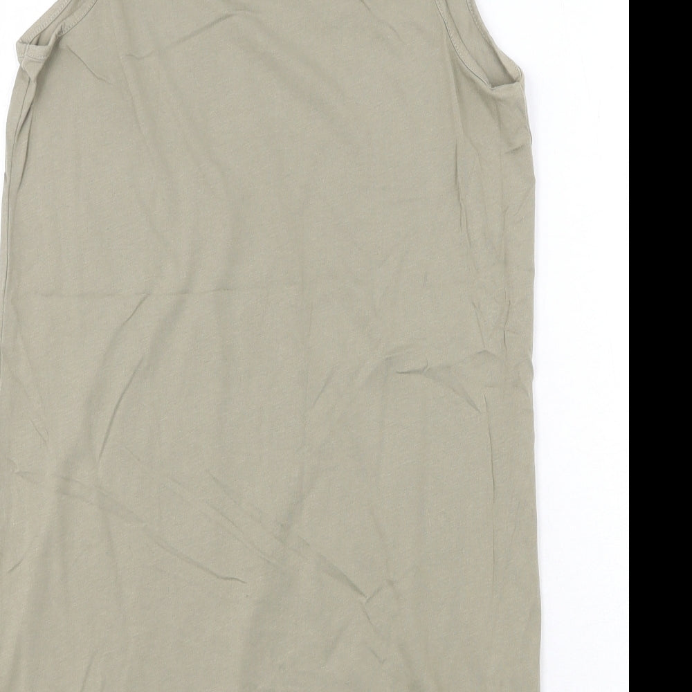 Marks and Spencer Womens Green 100% Cotton Basic Tank Size 12 Scoop Neck