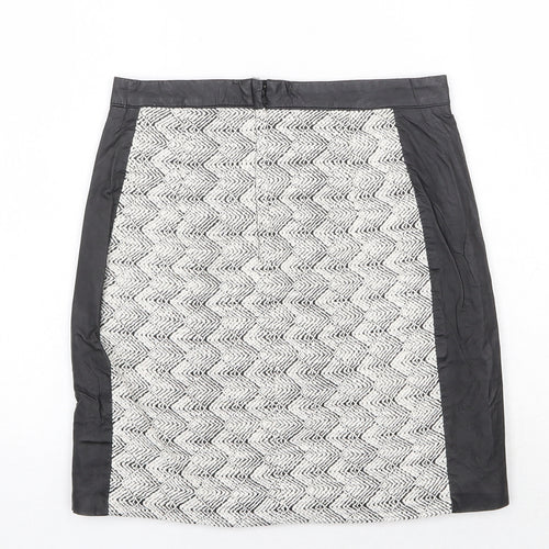 H&M Womens Multicoloured Geometric Cotton A-Line Skirt Size 8 Zip