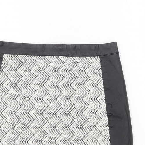 H&M Womens Multicoloured Geometric Cotton A-Line Skirt Size 8 Zip