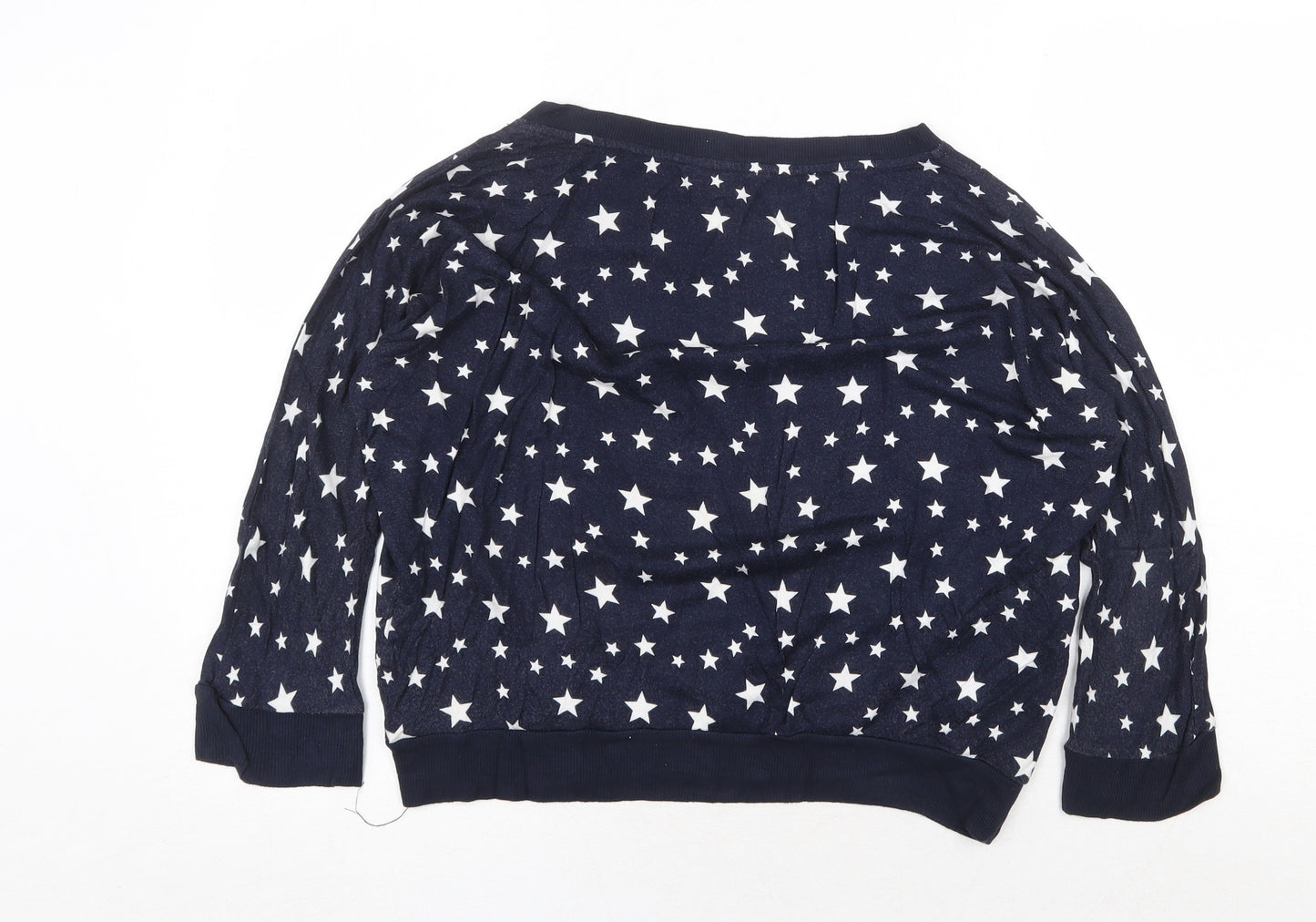 Max Womens Blue Round Neck Geometric Viscose Pullover Jumper Size 18 - Star