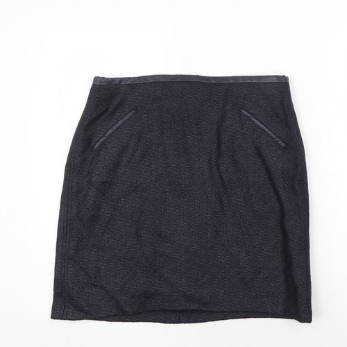 Marks and Spencer Womens Blue Acrylic A-Line Skirt Size 12 Zip