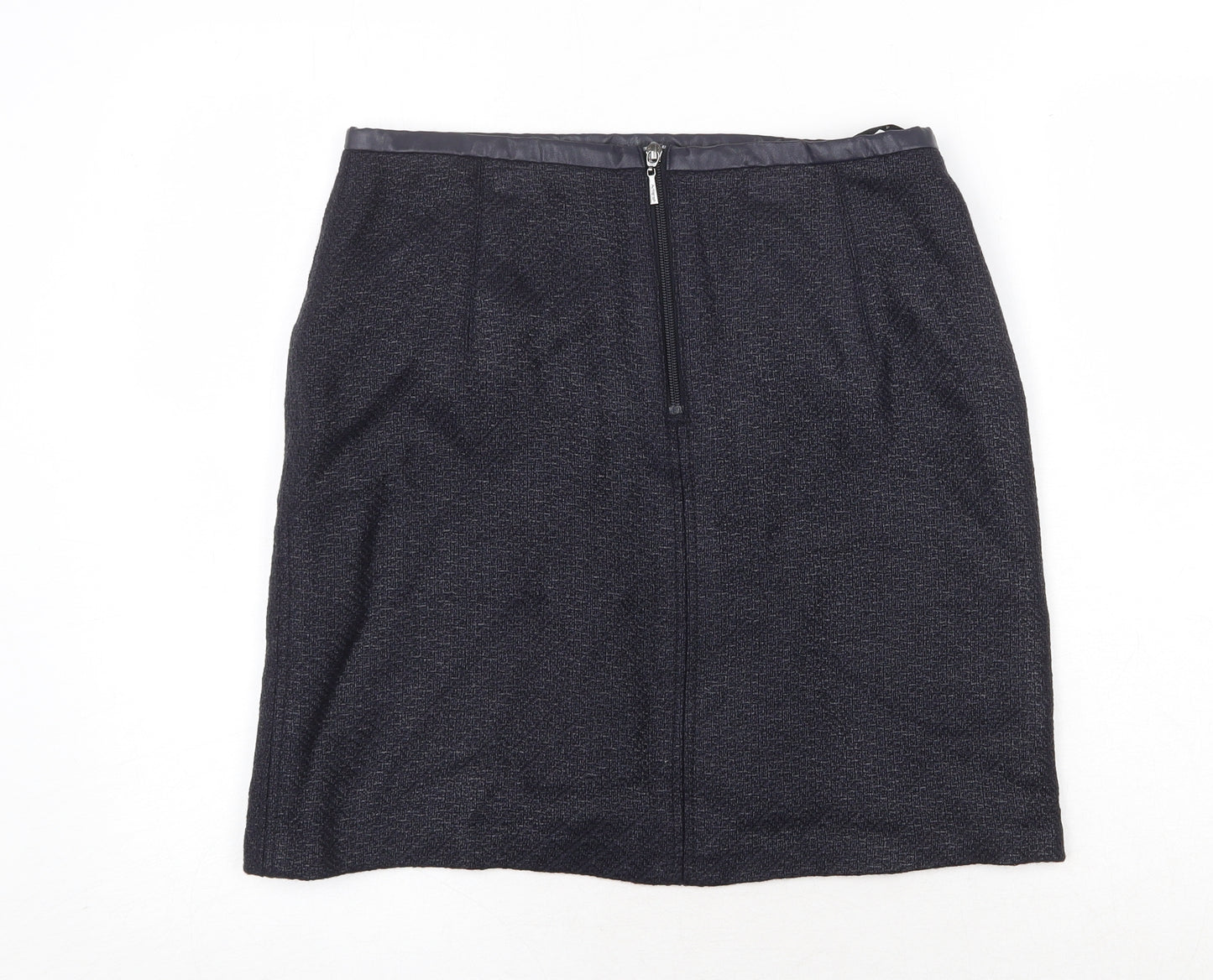Marks and Spencer Womens Blue Acrylic A-Line Skirt Size 12 Zip