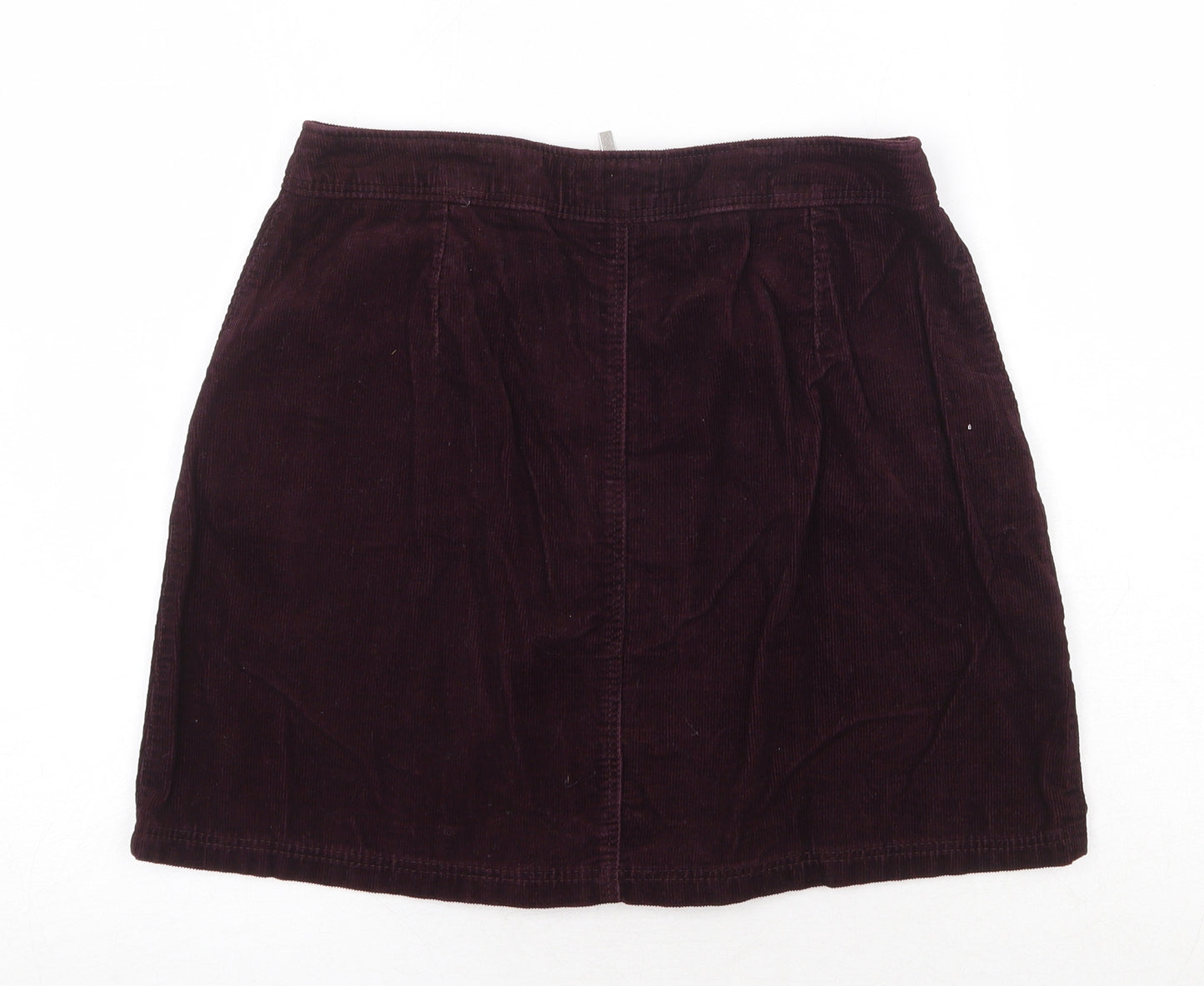 New Look Womens Purple Cotton A-Line Skirt Size 10 Zip