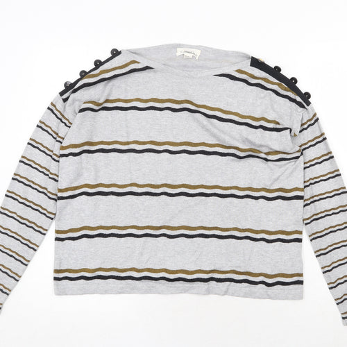FOREVER 21 Womens Grey Striped Viscose Pullover Sweatshirt Size S Pullover