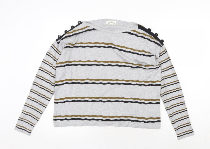FOREVER 21 Womens Grey Striped Viscose Pullover Sweatshirt Size S Pullover