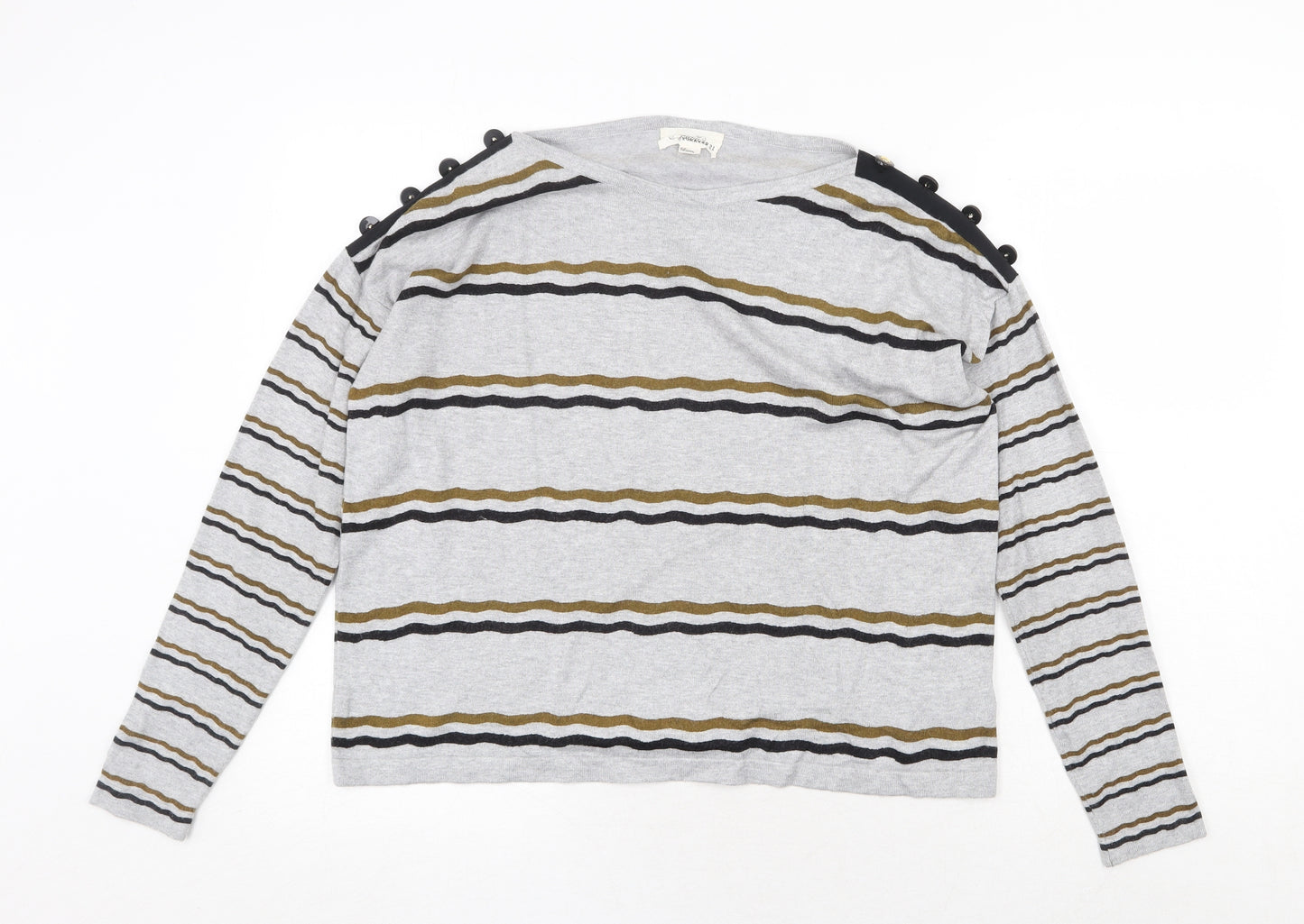 FOREVER 21 Womens Grey Striped Viscose Pullover Sweatshirt Size S Pullover