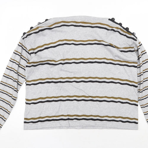 FOREVER 21 Womens Grey Striped Viscose Pullover Sweatshirt Size S Pullover
