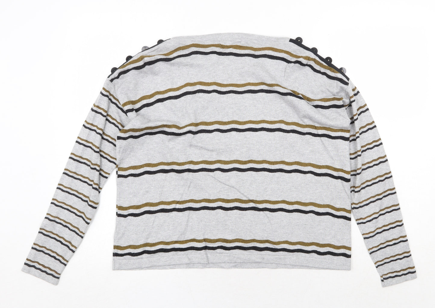 FOREVER 21 Womens Grey Striped Viscose Pullover Sweatshirt Size S Pullover