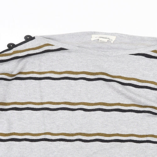 FOREVER 21 Womens Grey Striped Viscose Pullover Sweatshirt Size S Pullover